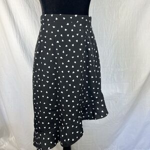 Nasty Gal Black Asymmetrical Skirt Size 6 White Hearts